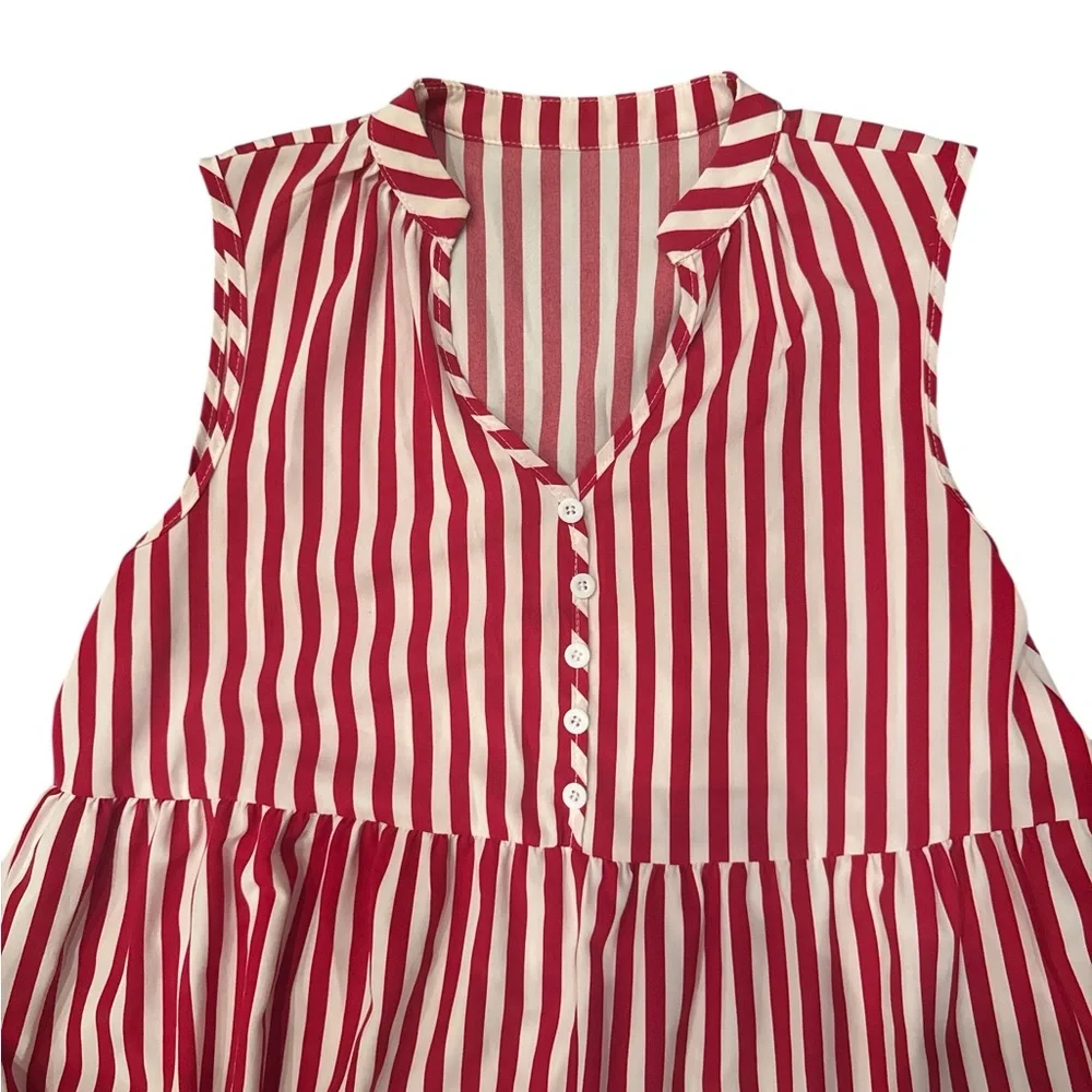 Red and White Striped Maxi Dress - Picture 5 of 7